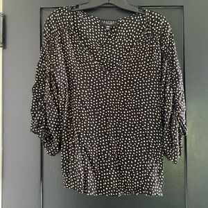 Women's Laundry By Shelli Segal Long Sleeve V neck Black Blouse Sz S